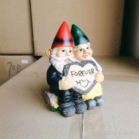 1pc Garden Gnome Couple Statue, Resin Couple In Love Gnome Ornamen, Statue For Micro Landscape Flowerpot Lawn Yard Garden Fish Tank Bonsai Decoration