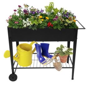 Aveyas Mobile Metal Raised Garden Bed Cart with Legs; Elevated Tall Planter Box with Wheels for Outdoor Indoors House Patio Backyard Vegetables Tomato