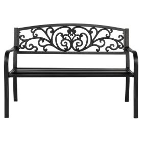 50" Iron&PVC Outdoor Courtyard Decoration Park Leisure Bench