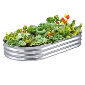 VEVOR Raised Garden Bed, 70.9x35.4x11 inch Galvanized Metal Planter Box, Outdoor Planting Boxes with Open Base