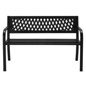 47in PVC Mesh Backrest Iron Bench Black