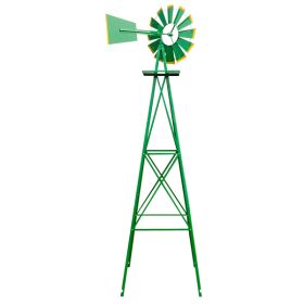 8FT Weather Resistant Yard Garden Windmill Green