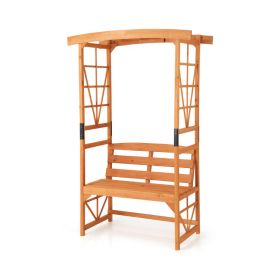 6.2 FT Tall Patio Garden Arbor with Pergola and 2-Seat Bench for Garden Lawn Backyard Decoration