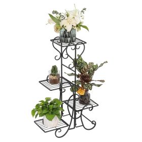 Metal Plant Stands;  Heavy Duty Flower Pot Stands for Multiple Plant (Color: Black)