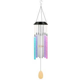 Solar Wind Chime Lights 7 Color Changing Decorative Lamp IP65 Waterproof Hanging String Lights (Color: silver)