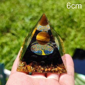 Natural Tiger Eye Orgonite Pyramid Heal Crystals Ball Energy Generator Reiki Chakra Multiplier Orgone Amethyst Meditation Stone (Ships From: China, Color: 6cm)