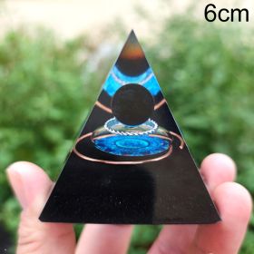 Natural Tiger Eye Orgonite Pyramid Heal Crystals Ball Energy Generator Reiki Chakra Multiplier Orgone Amethyst Meditation Stone (Ships From: China, Color: 6cm7)