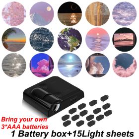 Ins Landscape Projection Light Background Projector Night Light Planet Sea Cloud Lamp Atmosphere Party Photo Prop Christmas Gift (Ships From: CN, Color: black-15xScenes)