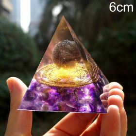 Natural Tiger Eye Orgonite Pyramid Heal Crystals Ball Energy Generator Reiki Chakra Multiplier Orgone Amethyst Meditation Stone (Ships From: China, Color: 6cm6)