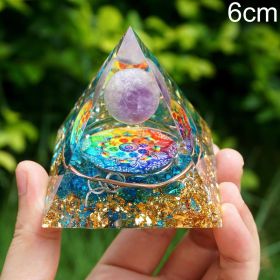 Natural Tiger Eye Orgonite Pyramid Heal Crystals Ball Energy Generator Reiki Chakra Multiplier Orgone Amethyst Meditation Stone (Ships From: China, Color: 6cm8)