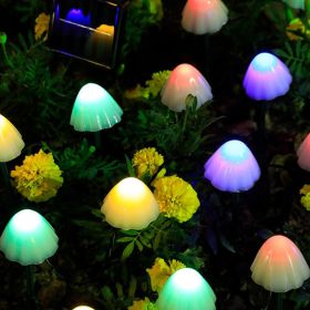 LED Solar Lights Outdoor Garden Waterproof Mushroom String Lawn Lamps Cute Fairy Light Landscape Lamp Path Yard Lawn Patio Decor (Wattage: 5M 20LEDs, Emitting Color: Multi color)