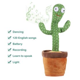 Plush Dancing Cactus Repeat What You Said Kids Stuffed Toys Singing Spanish Song Shaking With Music Plant Toy Children Education (Ships From: China, Color: 3xAA English repeat)