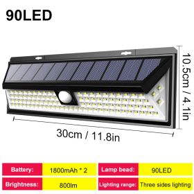 Solar Led Light Outdoor Solar Wall Light Outdoor Sensor Light Solar Led Lamp Outdoor Solar Panel Light With Motion Sensor Garden (Ships From: CN, Emitting Color: 90 LED no remote)