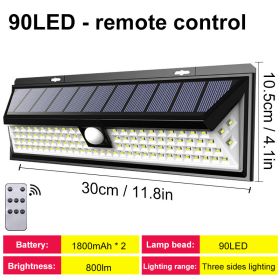 Solar Led Light Outdoor Solar Wall Light Outdoor Sensor Light Solar Led Lamp Outdoor Solar Panel Light With Motion Sensor Garden (Ships From: CN, Emitting Color: 90 LED with remote)