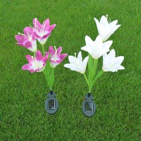 Lily Multi-Changing LED Lights - Solar Garden Stake Lights (Color: White)