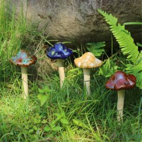 Garden Decoration Ceramic Ornament Mushroom (Quantity: Set of 4)