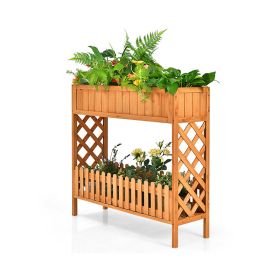 Patio Wooden Raised Plants Flower Planter Box (Color: As pic show, Type: Style B)