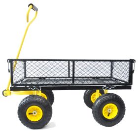 Wagon Cart Garden cart trucks make it easier to transport firewood (Color: Black)