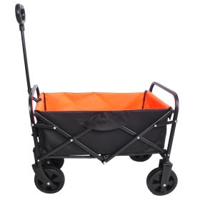 Folding Wagon Garden Shopping Beach Cart (Color: black+yellow)